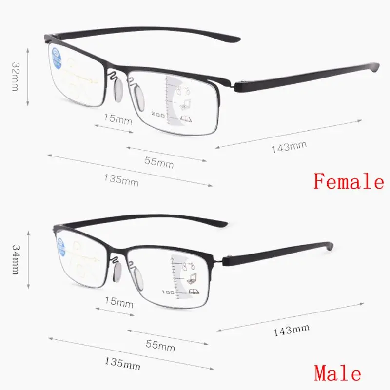 Очки для чтения, женские, мужские, анти-голубые лучи, пресбиопические линзы, очки, Мультифокальные, умные, прогрессивные, подарки, сплав для пожилых