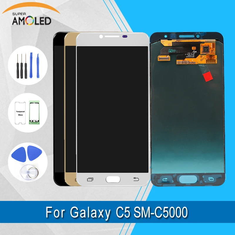 

100% Tested AMOLED LCD For Samsung C5 SM-C5000 LCD Display + Bubble bags Touch Screen Assembly brightness Can adjust