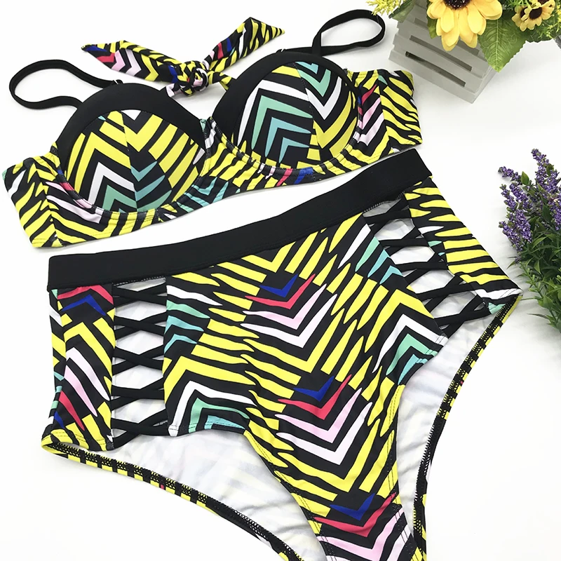 Preise Sexy Bikinis Plus Größe Retro Druck Badeanzug Frauen Bademode Große Brust Push Up Brazilian badeanzug Maillot de Bain Femme 4XL