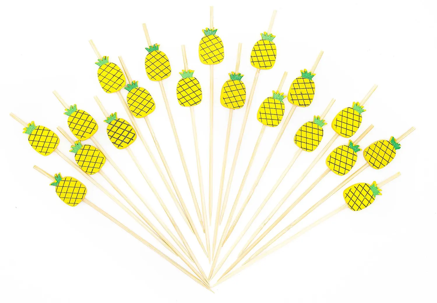 

METABLE 100pcs Cocktail Picks Handmade Bamboo Toothpicks 4.7inch Multicolor Decor (Yellow Pineapples)