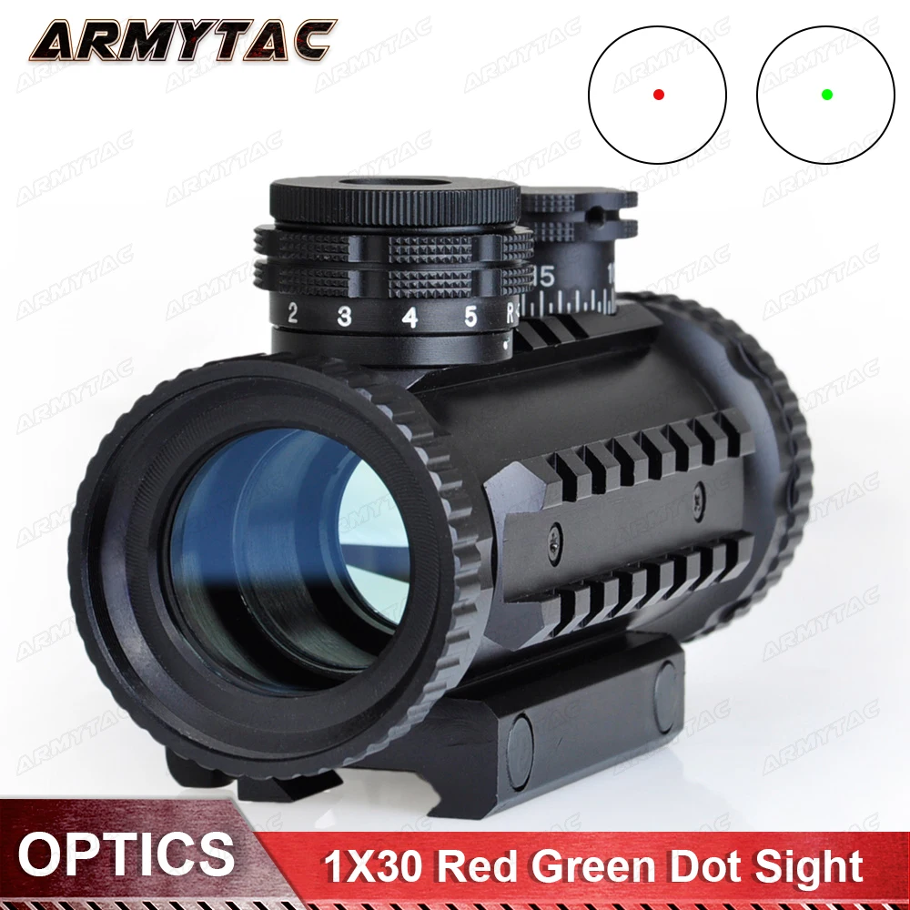 1X30 Red Green Dot Sight Tactical Optical Scope Airsoft Riflescope Hunting Rifle Scope