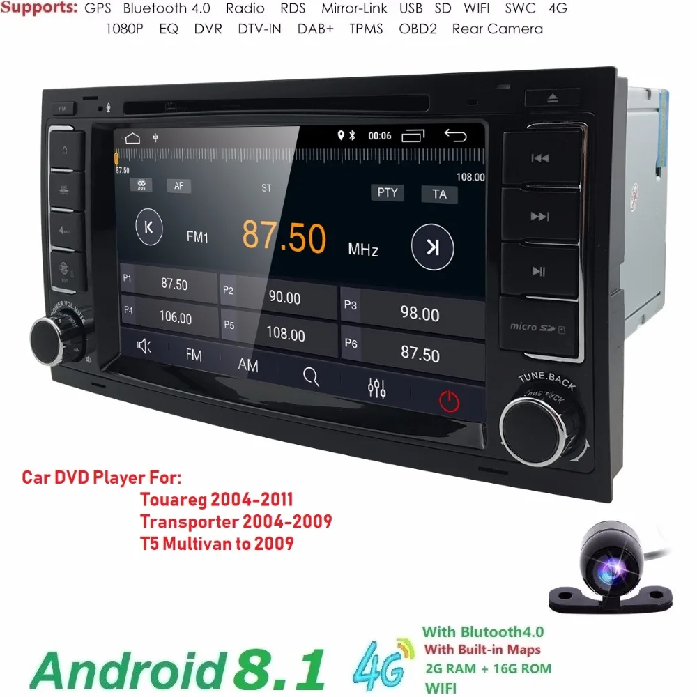 

IPS 4G Android9.0 2din Car DVD player For VW Touareg T5 Transporter Multivan multimedia GPS RADIO navigation SWC DVR RDS DAB DSP