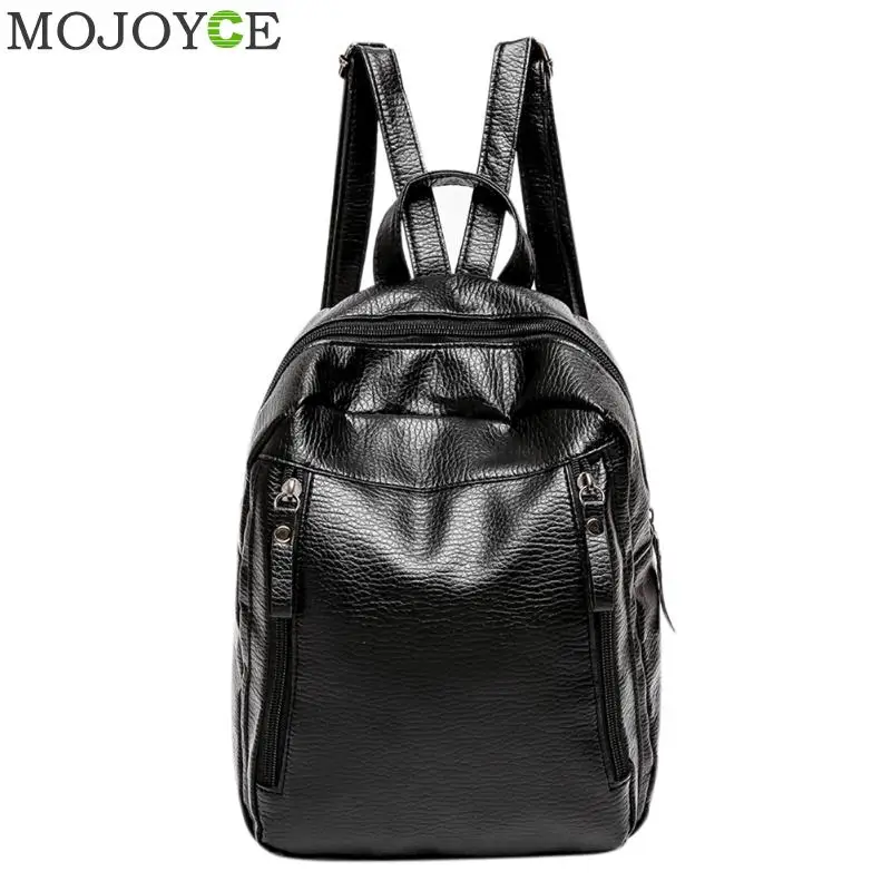 

Soft Leather Simple Backpack Women Shoulder Teengagers Backpack Simple School Travel Backpacks Large Capacity Casual Rucksack