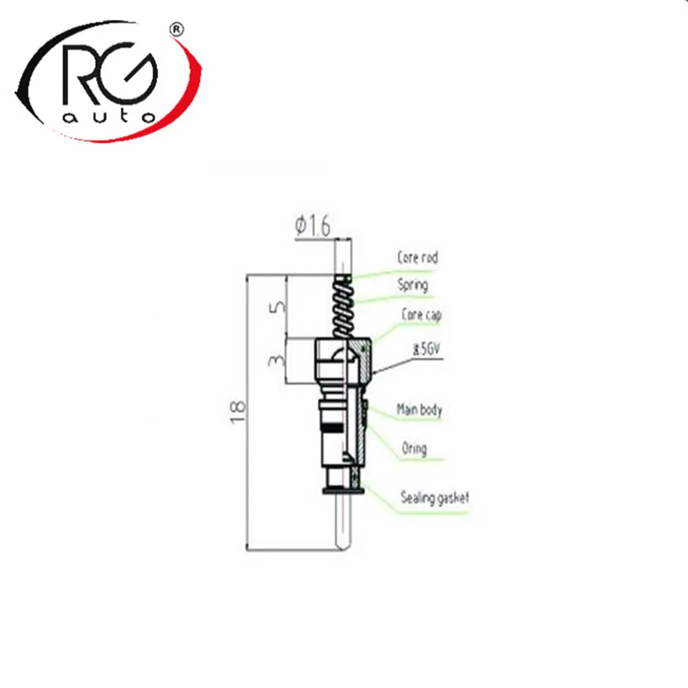 RGFROST 50pc 18.2mm 5GV NBR Automotive Air-Conditioning Standard Valve Stem Core High Pressure Copper Needlle R12 R134a