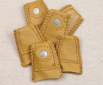 

6pcs Leather Coin Thimble Finger-Fit Leather Thimble with metal tip soft for sewing needlework free shipping