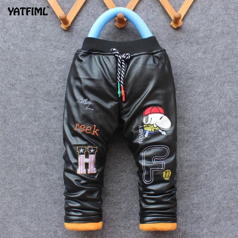 YATFIML/Зимние Детские Пуховые штаны; Верхняя одежда для маленьких мальчиков; утепленные водонепроницаемые брюки из искусственной кожи на белом утином пуху; Детские хлопковые теплые брюки