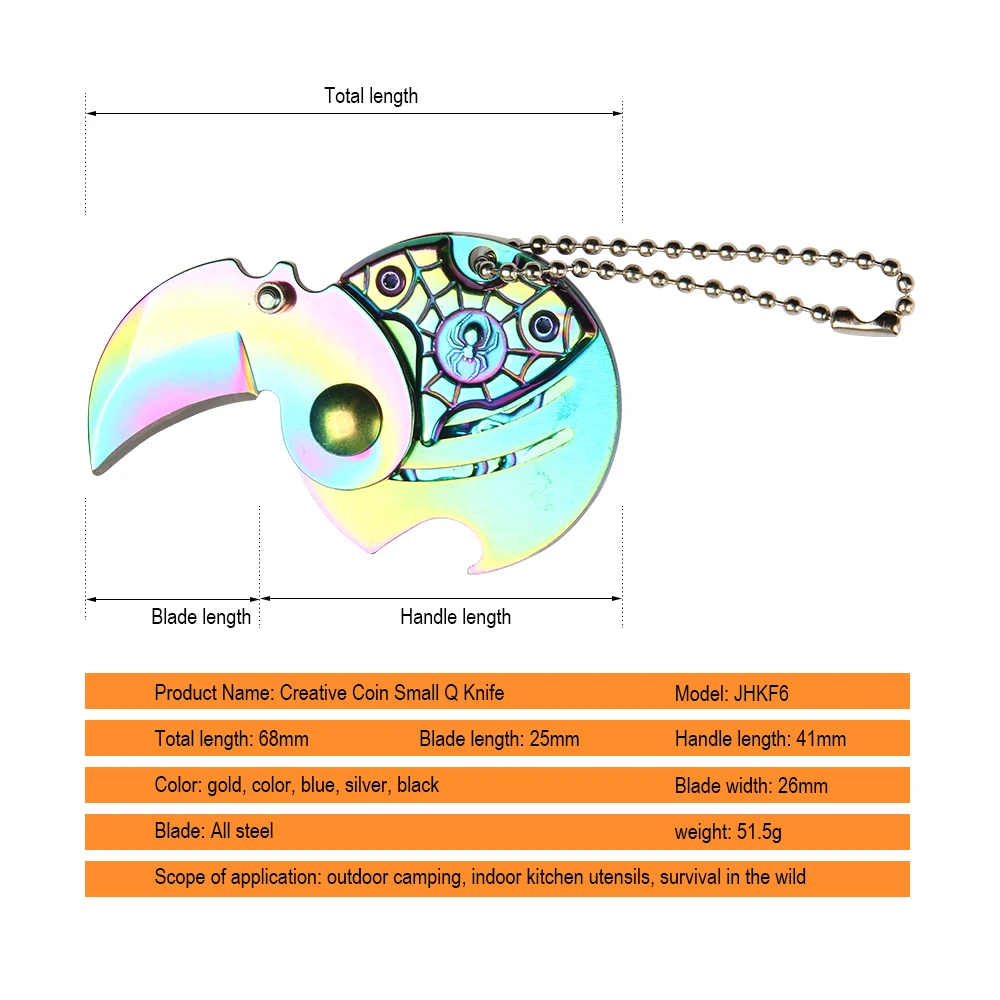 JelBo Mini Key Ring Folding Knife Gear Peeling Fighting Tool Outdoor Self Defense Carry Coin Open Knives