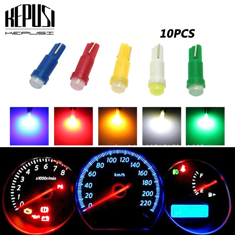 

10pc T5 led car dashboard light instrument automobile door Wedge Gauge reading lamp bulb 12V cob smd Car Styling white red blue