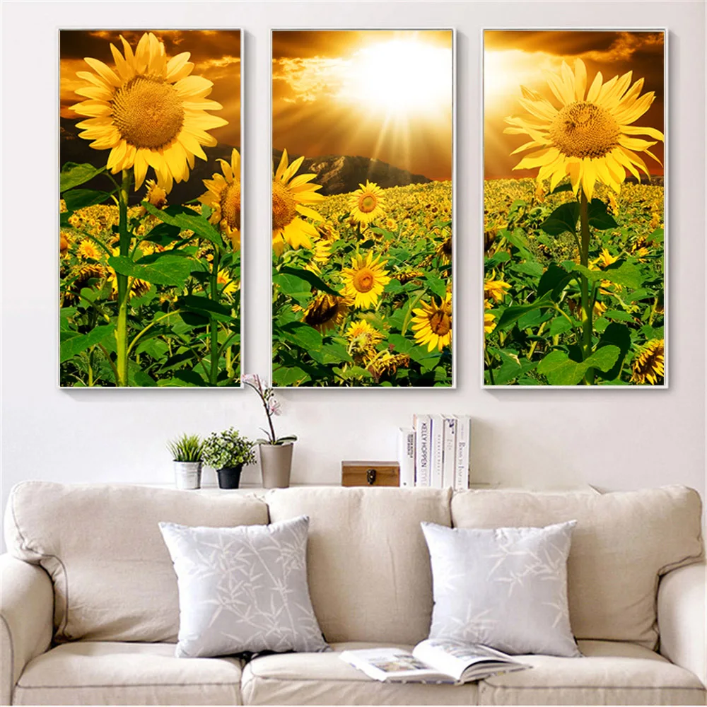 

Flowers Modular Wall Pictures Sunflower Canvas Printing Posters Magnolia Wall Panels Lotus Wall Art Decor Paintings for Bedroom