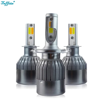 

2PCS X Car Auto H4 9004 9007 H13 7200LM 60W Dual Color LED Modified Conversion Lamp Kit COB Bulbs Lamps White+Yellow Light