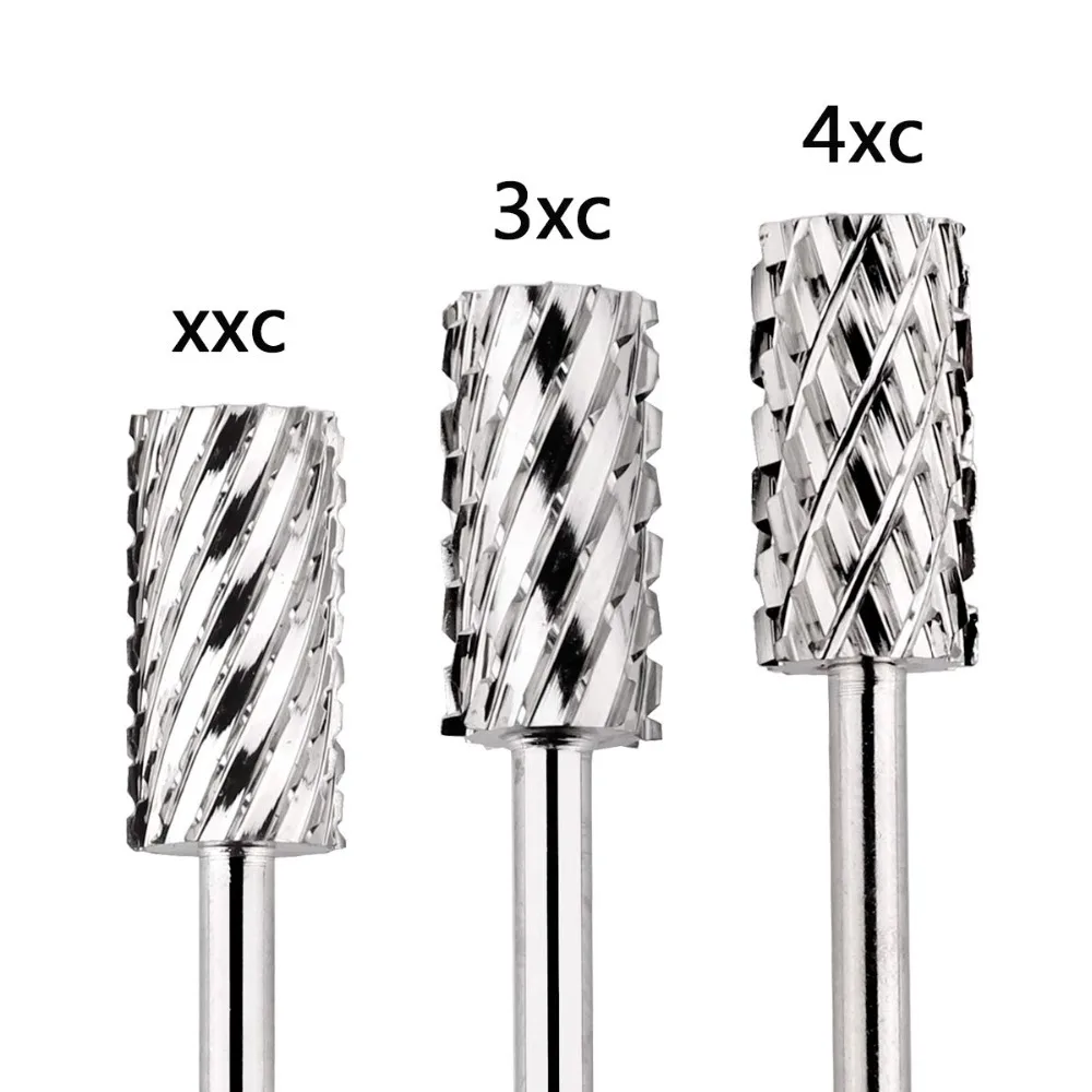 MAKARTT 3 шт. Карбид ногтей сверла большой баррель экстра грубой XXC, 3XC, 4XC Dip акриловый гель для удаления(серебро) F0729