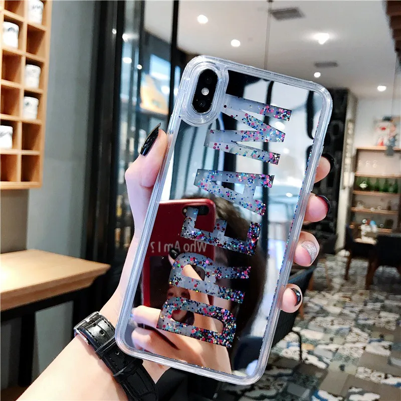 Mirror luxury liquid quicksand dream phone case for iphone 7 8 6 6s Plus X 10 XR XS max back cover |