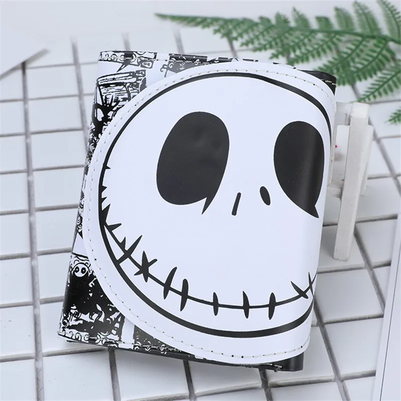 

2017 Fashion PU Leather Mens Wallets 3 Fold Short Wallet Cartoon Animation Nightmare Before Christmas Male Clutch Money Bags
