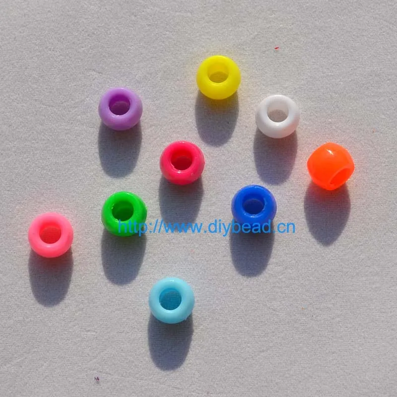 

100 pcs DIY rubber bands accessory mix color big hole Acrylic Beads 8*6MM round shape beads Bracelet Making Department