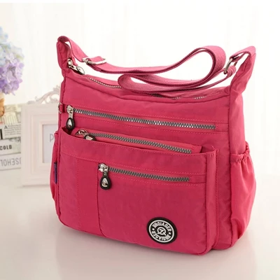 Нейлоновая женская сумка через плечо, одноцветная водонепроницаемая сумка-тоут, сумка-мессенджер, женские сумки, дизайнерские сумки через плечо с верхней ручкой - Цвет: Rose red