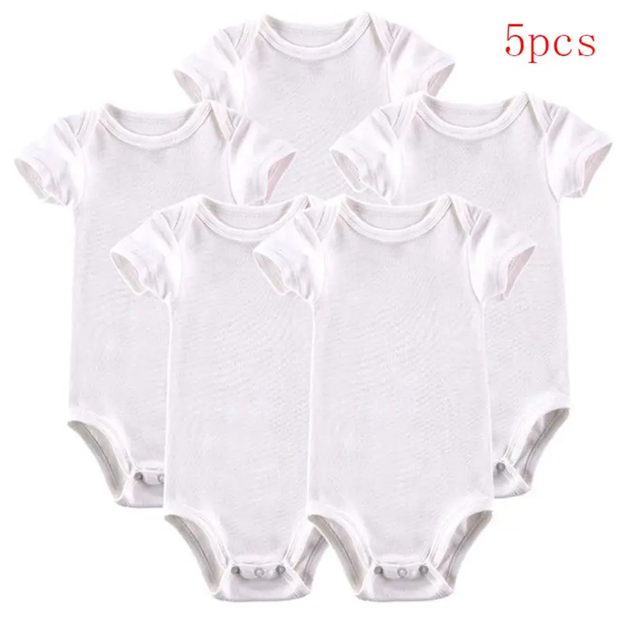 5PCS Baby Bodysuits Newborn Clothes Body Bebe Short Sleeve Summer Brand New Infant Jumpsuit Girl Boys Next Baby Clothes White