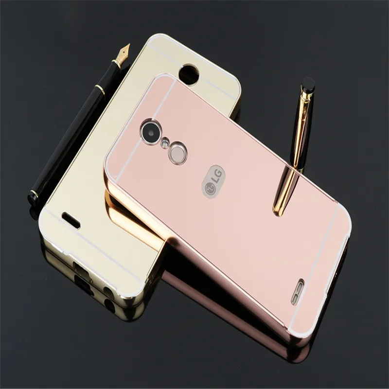 Чехол для LG K10 роскошный защитный Золотой Алюминиевый зеркальный чехол для телефона для LG K10 M250 coque Fundas