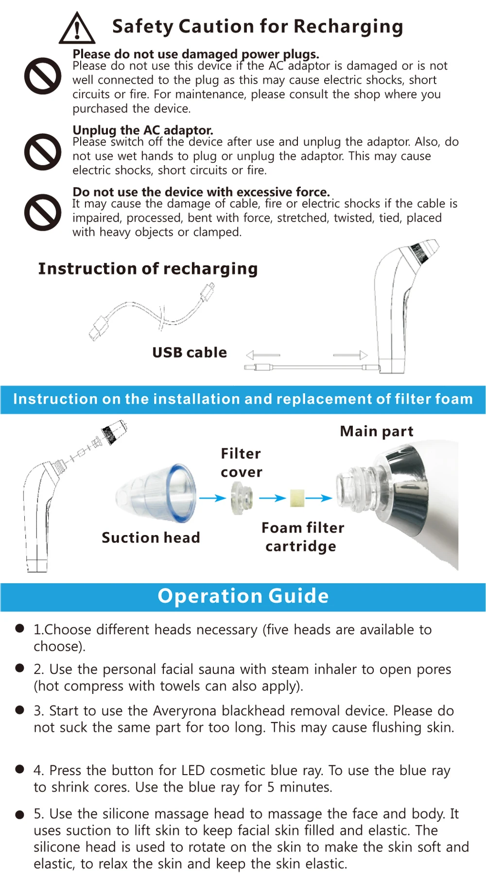1000 4 instruction of blackhead removal machine