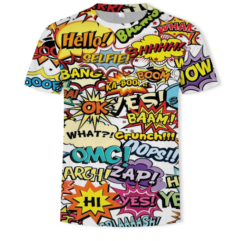 Hip hop 3d T-shirt Anime Funny T Shirts Hop Beach Mens Clothes Graffiti | Мужская одежда