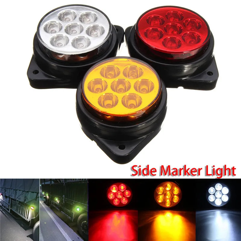 

1Pcs 12V 7LED Auto Side Light High Yellow White Red Rear Marker Light For Truck Automobile LED Turn Warning Lamp