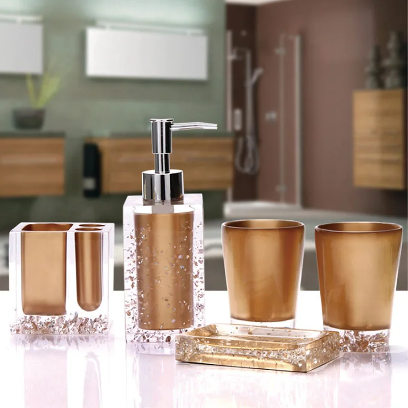 5 шт. набор для ванны из смолы аксессуары ванной комнаты мыльница + держатель