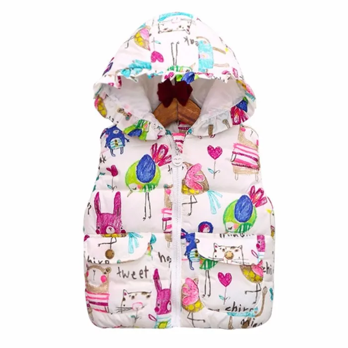 Одежда для детей; осенне-зимняя верхняя одежда и пальто с рисунком животных; плотный жилет принцессы; детские куртки с капюшоном; теплый жилет для маленьких девочек