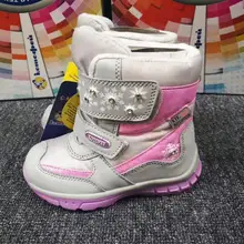 Зимние сапоги для маленьких девочек модная Высококачественная обувь из натуральной кожи с шерстью для малышей Водонепроницаемая зимняя обувь для температуры-30 градусов, размер 22-25