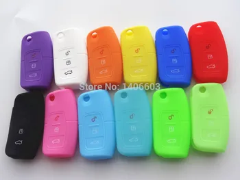 

AUTEWODE Silicone key cover for Ford Focus 2 C-Max S-Max Ka Mondeo Galaxy Fiesta Flip Folding Car key case Cover blank Fob