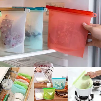 

4pcs/set Reusable Silicone Food Fresh Bags Wraps Fridge Food Storage Containers Refrigerator Bag Kitchen Colored Ziplock Bags