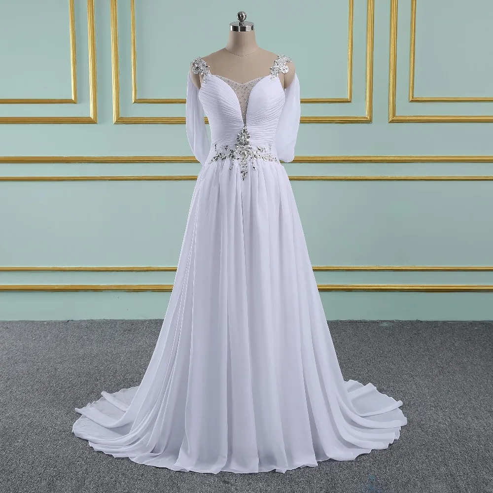 Vinca Sunny 2019 Свадебные платья из шифона линии пляжные свадебные платье с открытой спиной бисером красивые свадебные платья Vestidos de Novia
