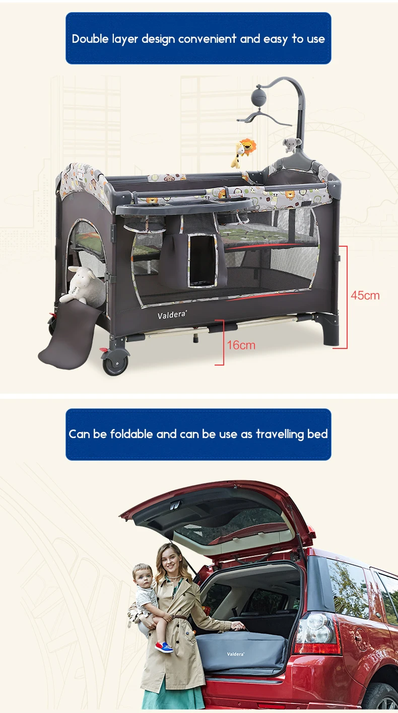 2019 детская кровать детские кроватки для младенцы Близнецы Valdera EU Multifunctional складная кроватка для младенца бренд Путешествия Тележка игровая