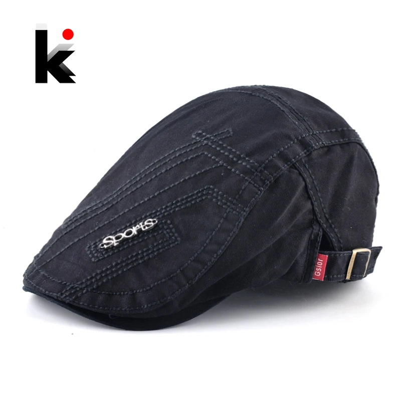 

Fashion Beret Hats For Men Newsboy Caps Male Cotton Peaked Cap Adjustable Boina Spring Autumn Solid Color Flat Berets Visors Hat