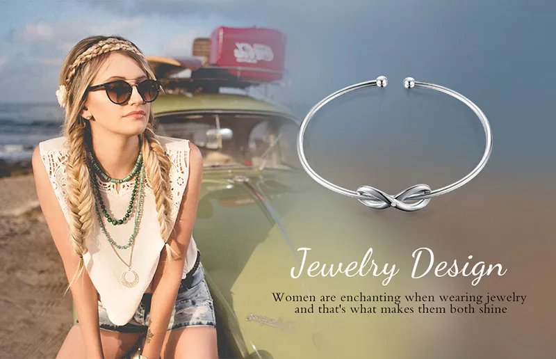 JewelryPalace бесконечность любви открытым регулируемые манжеты браслет 925 пробы серебро для Для женщин как красивые подарки Новая горячая распродажа