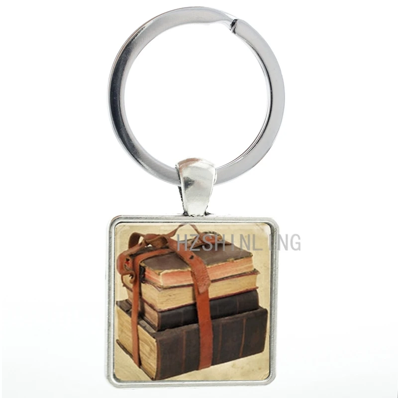 

Class Old Books key chain ring holder vintage Bundle of Books keychain men women teacher students keyring jewelry gifts AA36
