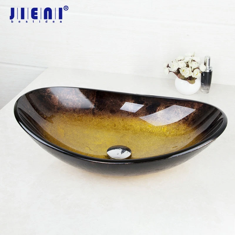 JIENI, современный умывальник в форме слитка, раковина из закаленного стекла, туалетный столик 4256-2, умывальник для ванной комнаты, pia bacia, роскошный умывальник для ванной