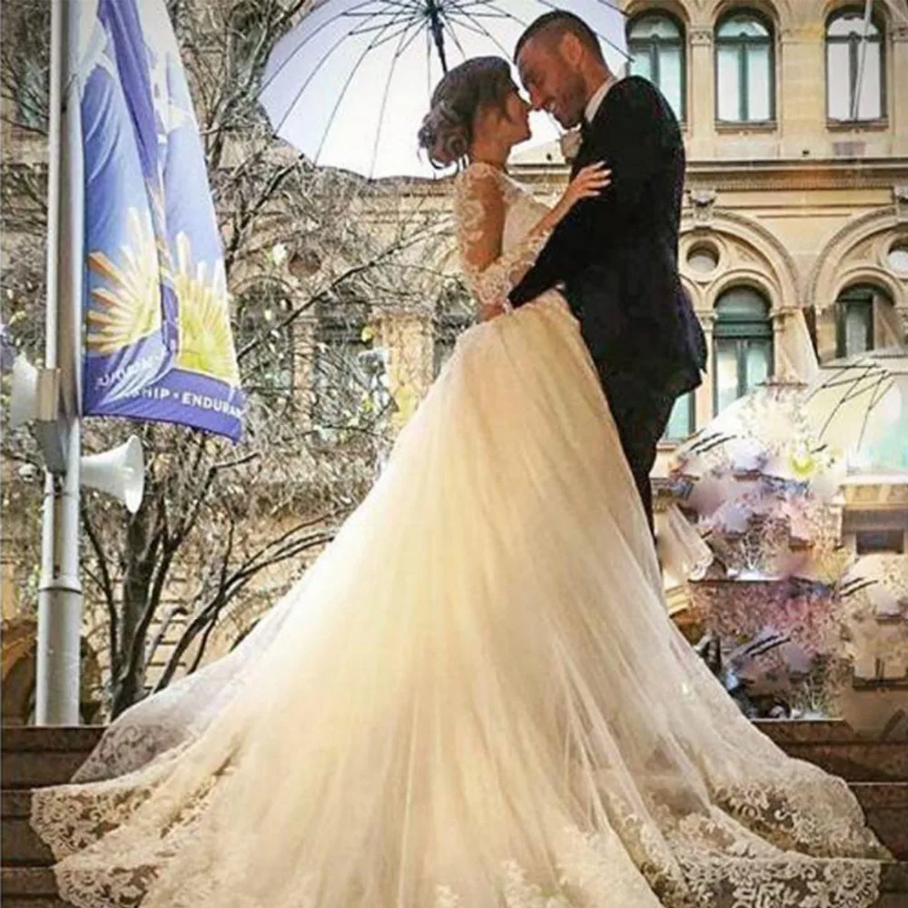 Антироскошное кружевное свадебное платье русалки с длинными рукавами со съемной юбкой с открытой спиной со шлейфом из Саудовской Аравии подвенечные свадебные платья