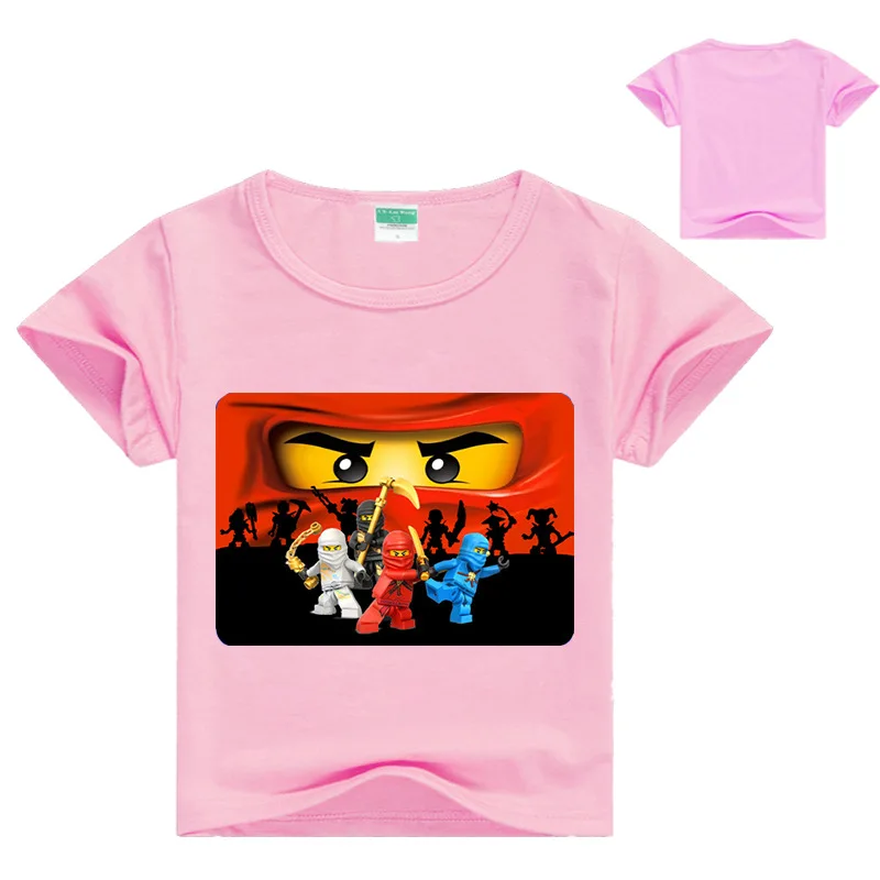 Летние футболки для мальчиков детская одежда Ниндзя Одежда Ninjago с мультяшным принтом для девочек короткий рукав Футболка для детей ясельного возраста детская одежда топ, футболка - Цвет: Pink 7044