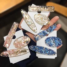 Модные полимерные Акриловые Блестящие овальные хрустальные прямоугольные геометрические заколки для волос, заколка для волос, романтический свадебный головной убор, ювелирное изделие, подарок