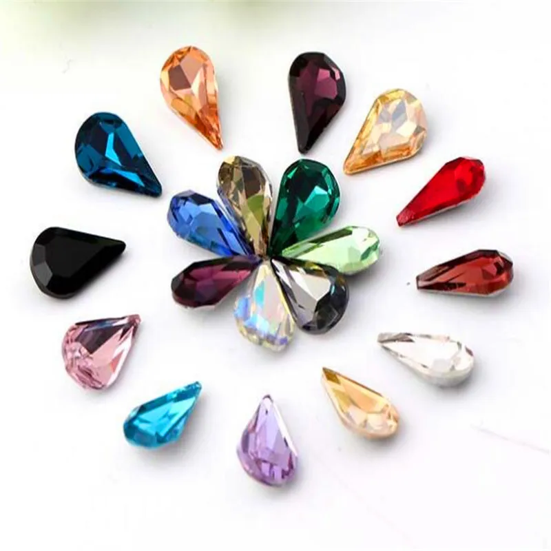 

Glass diamond Drop shape Crystal rhinestone beads Stones Wedding Dress Garments Bag Accessories T195