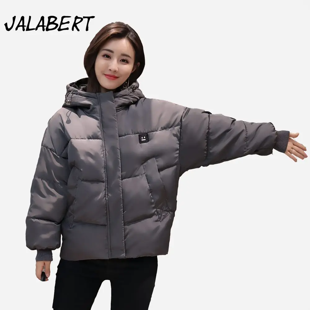 

2017 New winter women short thick cotton Hooded jacket Female fashion warm letter pattern coat Loose Parkas
