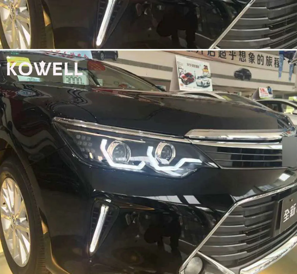 KOWELL стайлинга автомобилей для Toyota Camry светодиодные фары для Camry V55 drl H7 Биксеноновая разрядная лампа высокой интенсивности для объектива ГЛАЗА АНГЕЛА Фары ближнего и дальнего света