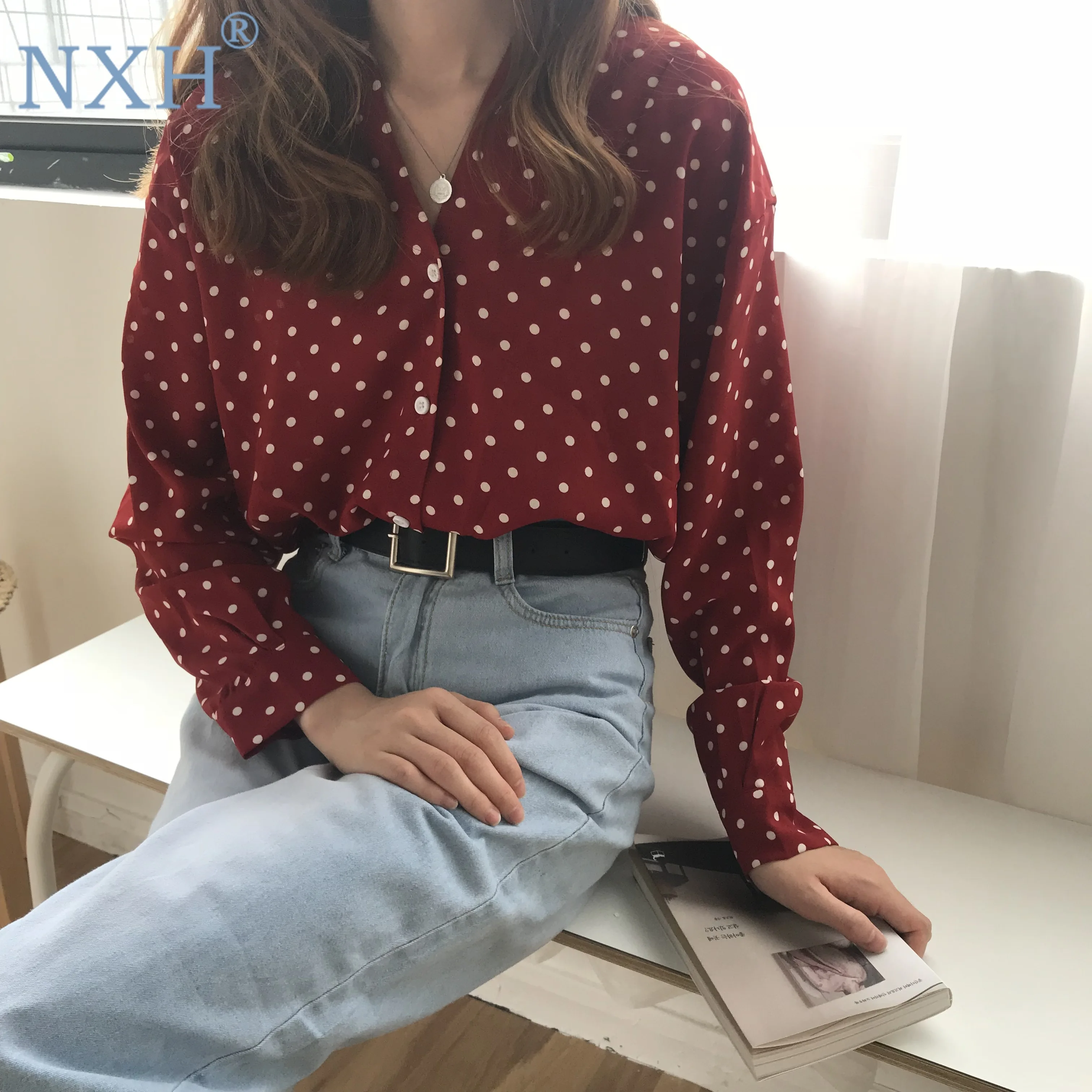 

2019 new spring Polka Dot women blouses women tops women shirts top women Office Lady 3 color fashion style