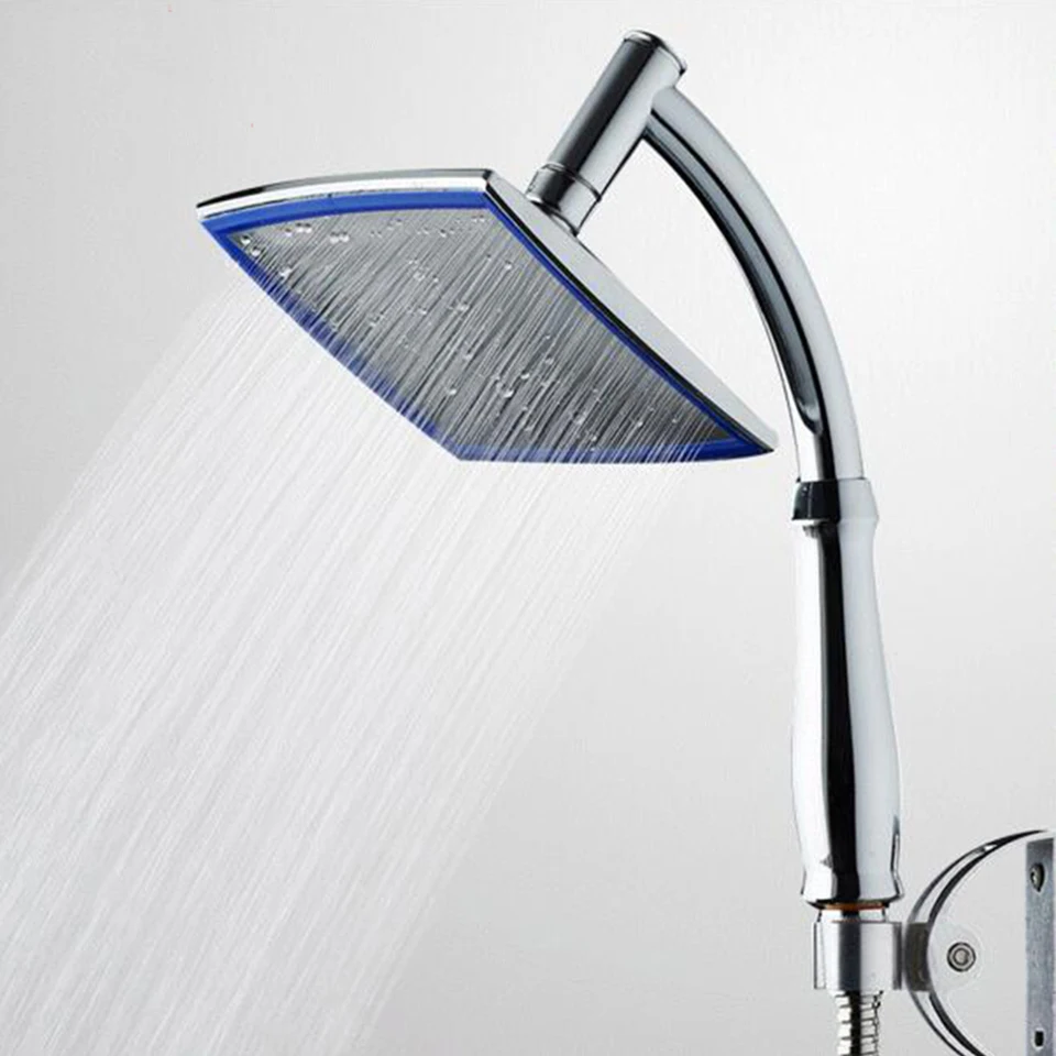 New 8 Inch Indoor Portable Water Saving Square Shower Head Handheld and Wall Mounted High Pressure Shower ABS Durable Plastic