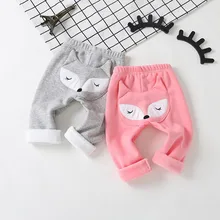 Г., весенне-зимние детские штаны для маленьких мальчиков и девочек Kawaii, брюки с рисунком лисы теплые утепленные леггинсы
