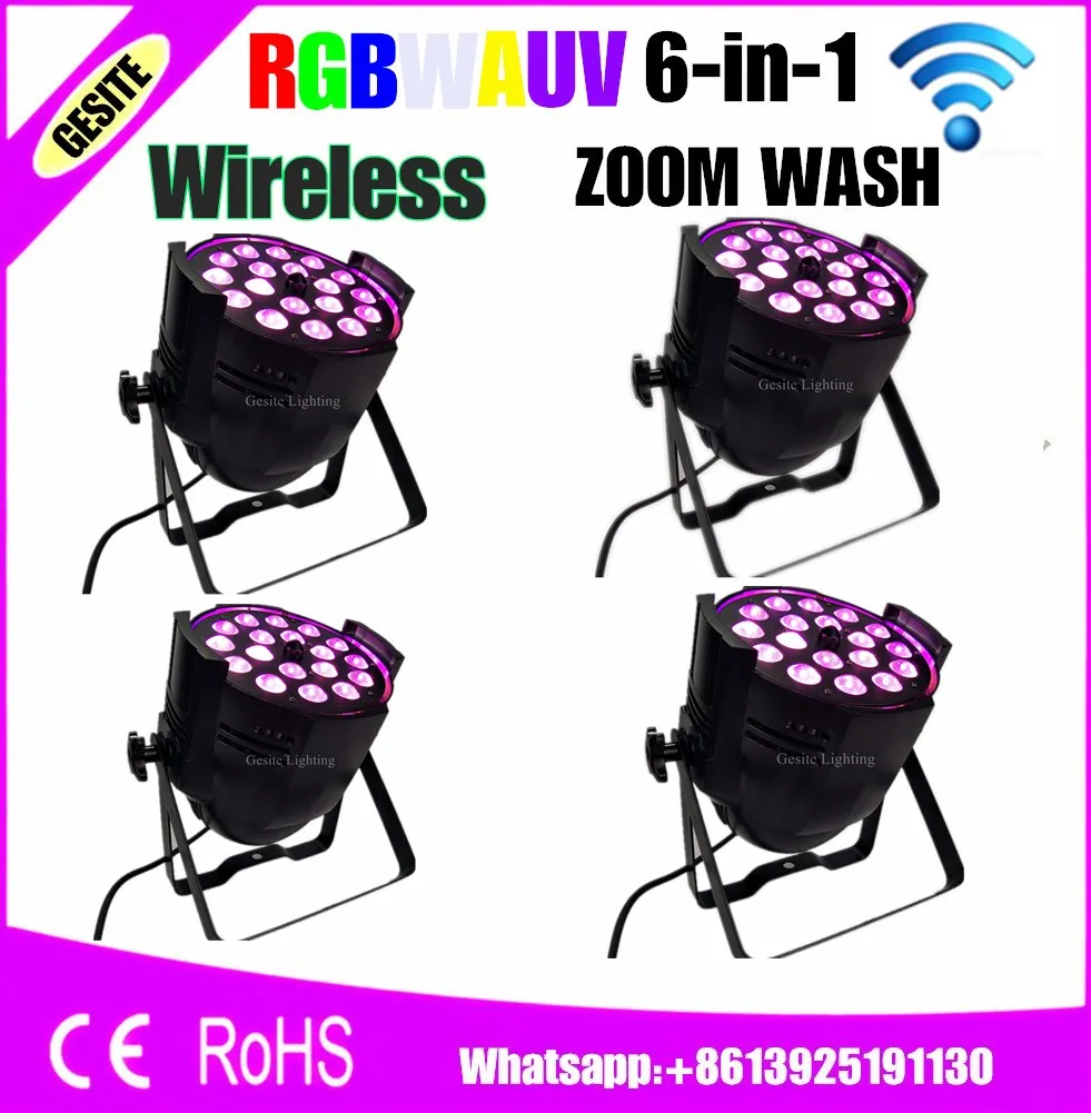 4 шт./лот Беспроводное управление zoom RGBWA LED par can 18x18 Вт 6 в 1 led light | Лампы и освещение