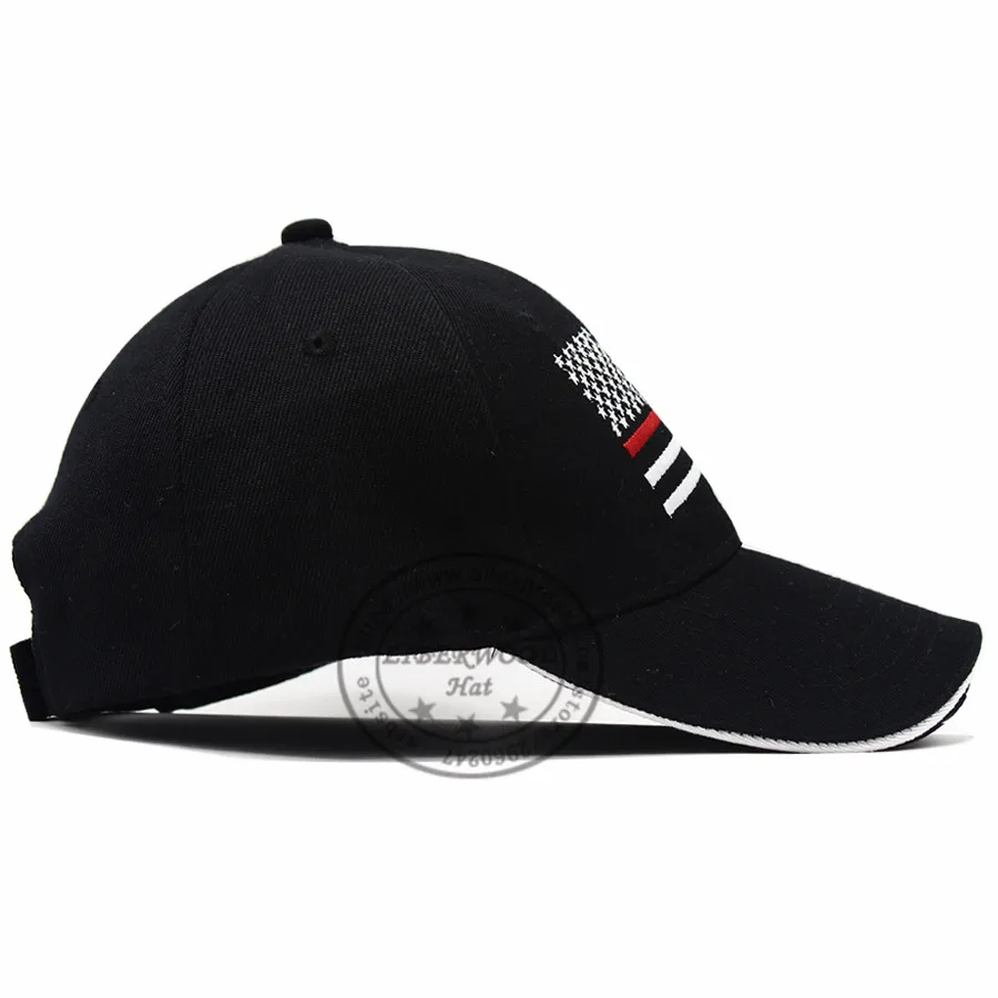 LIBERWOOD тонкая красная линия США американская бейсболка с флагом унисекс шляпа поддержки пожарные черные 6 Панель регулируемые шляпы оператора