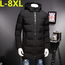Большой размер 8XL Зимняя Толстая длинная парка куртки Мужская теплая верхняя одежда из хлопка мужская повседневная теплая ветровка пальто одежда