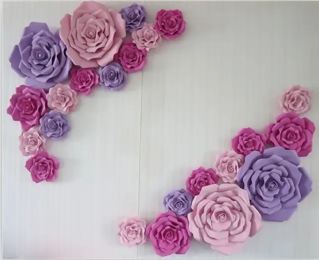 wedding suppliers 23pcs handmade giant foam paper rose for wedding paper flower display