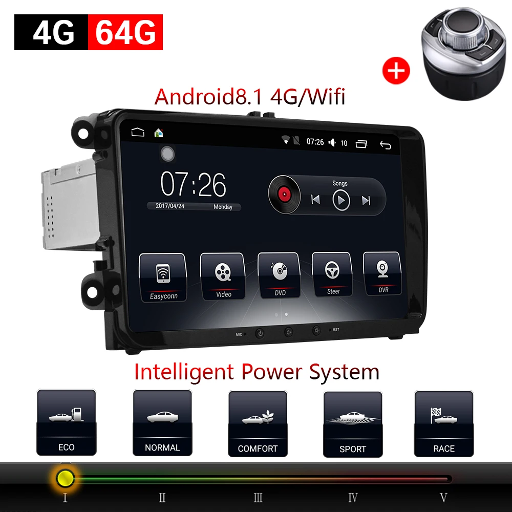 Car Multimedia player 1 Din Android 8.1 Car DVD For Volkswagen/Golf/Polo/CC/SEAT 9