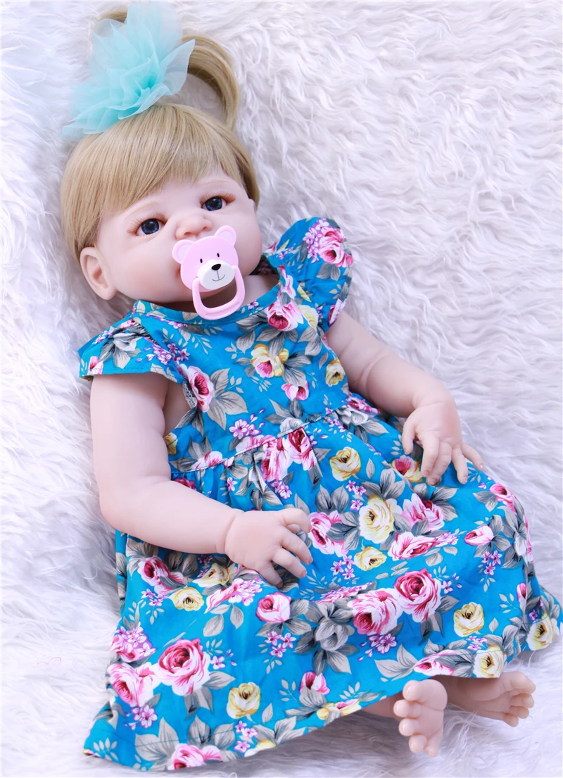 

22"55cm full body silicone reborn baby girl lifelike simulation vivid fashion dolls for kids gift bebe alive bonecas reborn